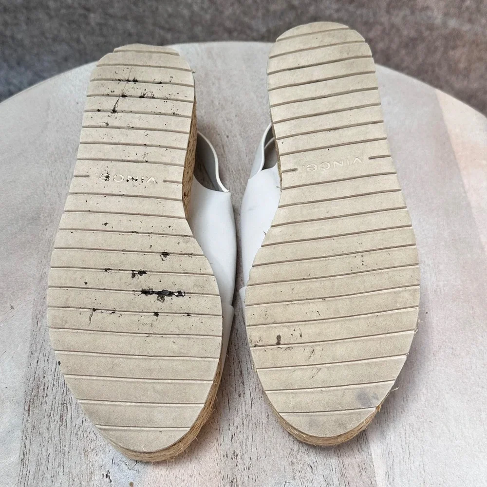 Vince Womens White Leather Platform Espadrille Sandals Slingback Size 7M EUR 37